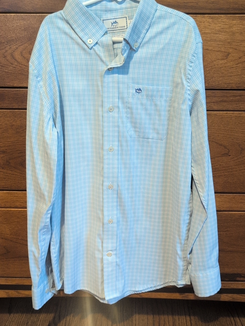 Southern Tide Youth Boys Light Blue Plaid Button-Down Shirt